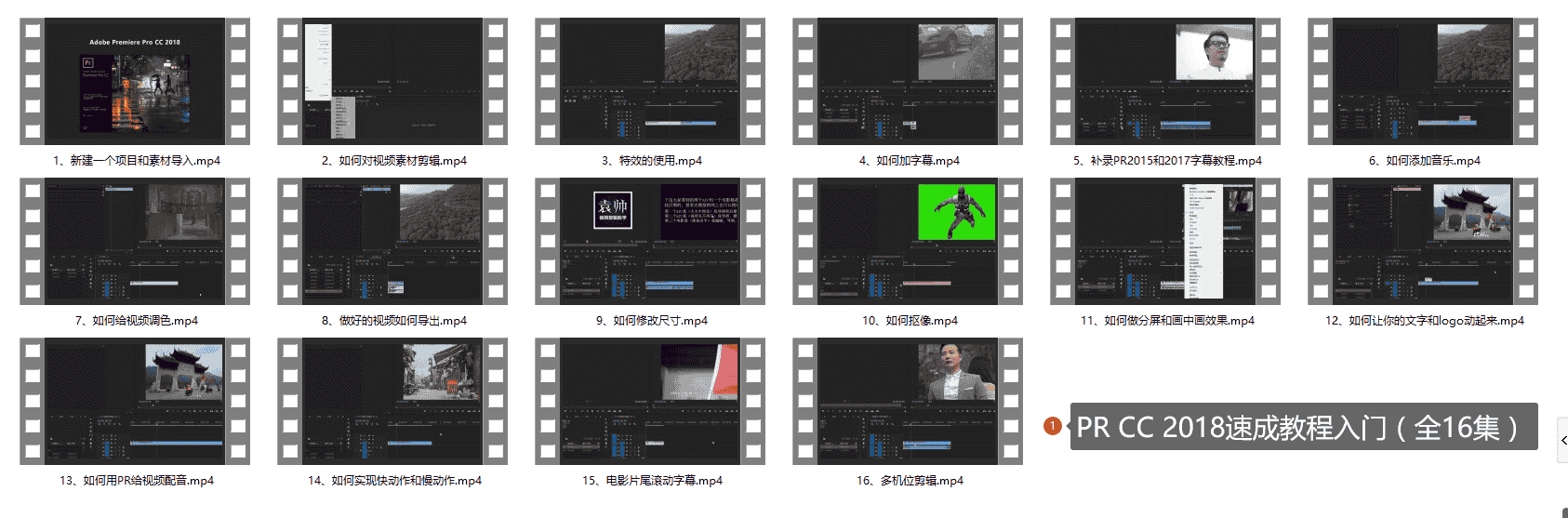 PR CC 2018速成教程入门(全16集)