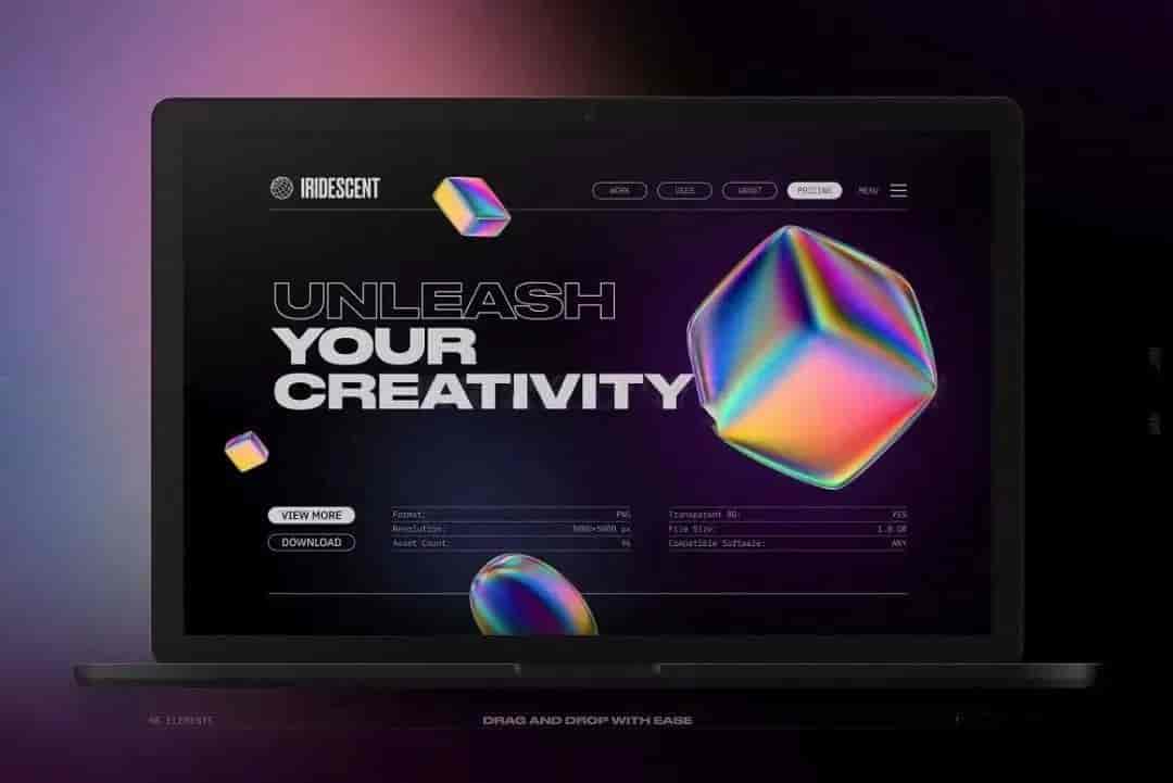  彩虹渐变3D形状元素背景包