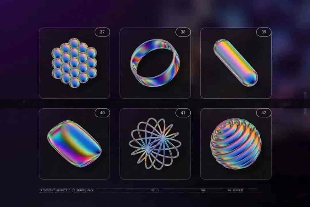 彩虹渐变3D形状元素背景包