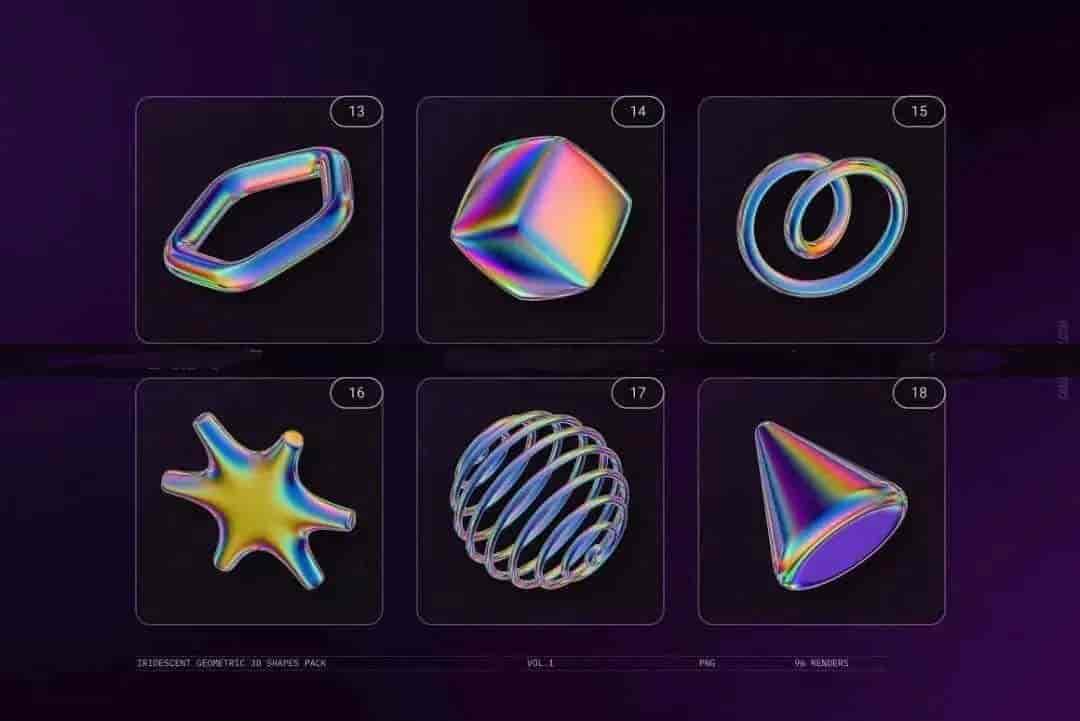 彩虹渐变3D形状元素背景包
