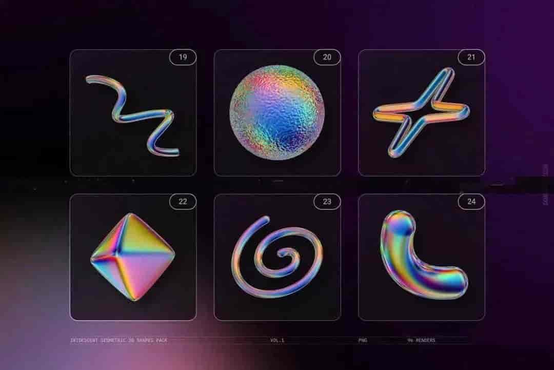 彩虹渐变3D形状元素背景包