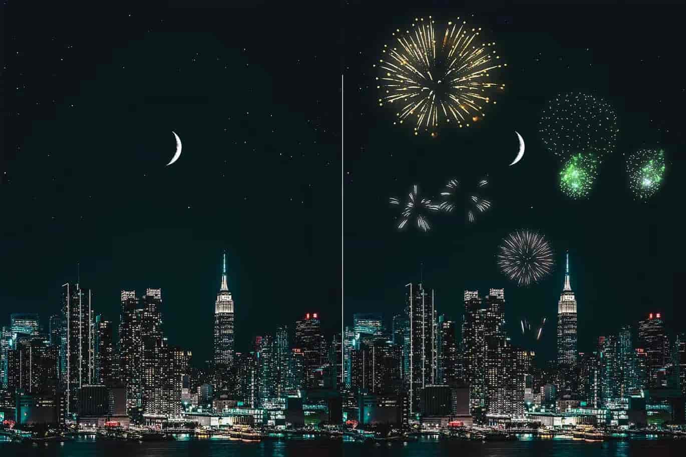 100个时尚高端绚丽的新年圣诞节烟花礼花叠加纹理