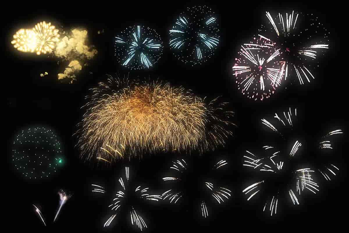 100个时尚高端绚丽的新年圣诞节烟花礼花叠加纹理