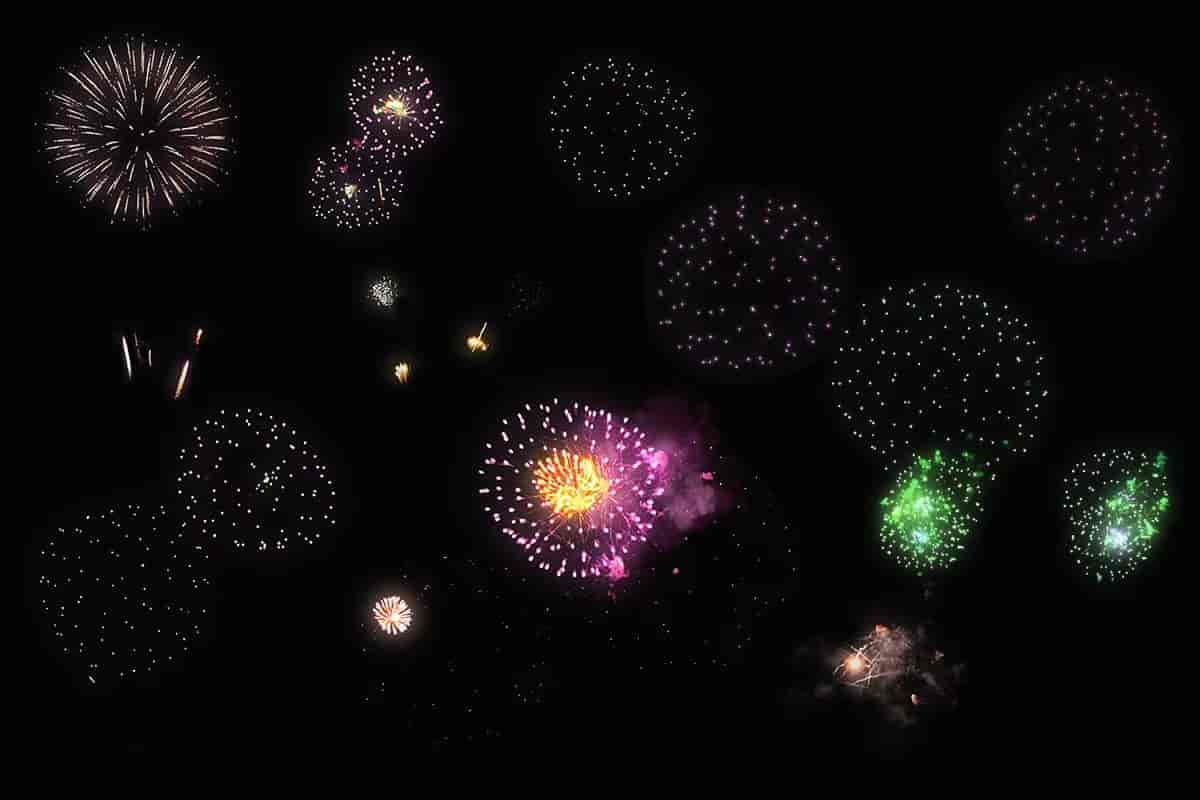 100个时尚高端绚丽的新年圣诞节烟花礼花叠加纹理
