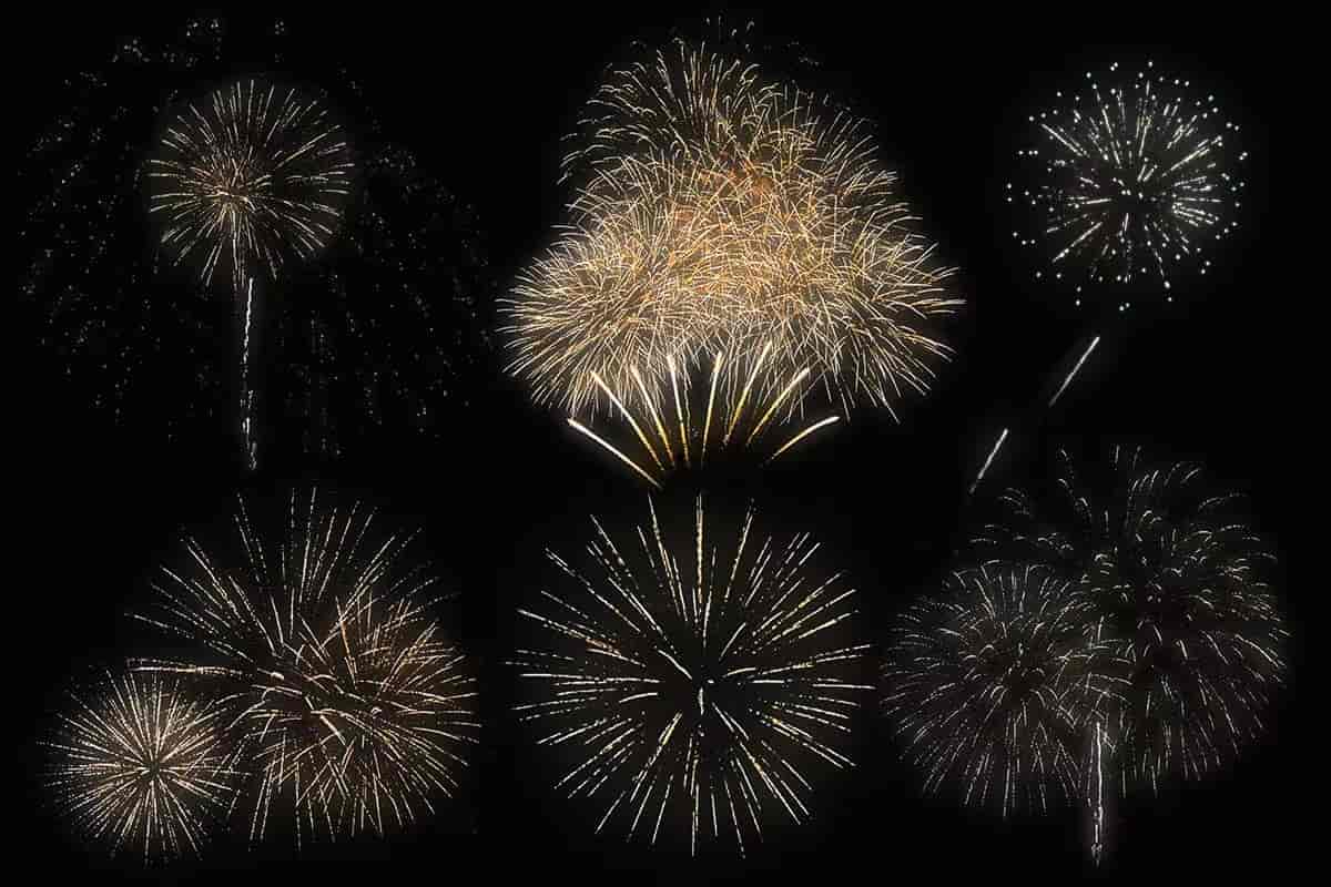 100个时尚高端绚丽的新年圣诞节烟花礼花叠加纹理