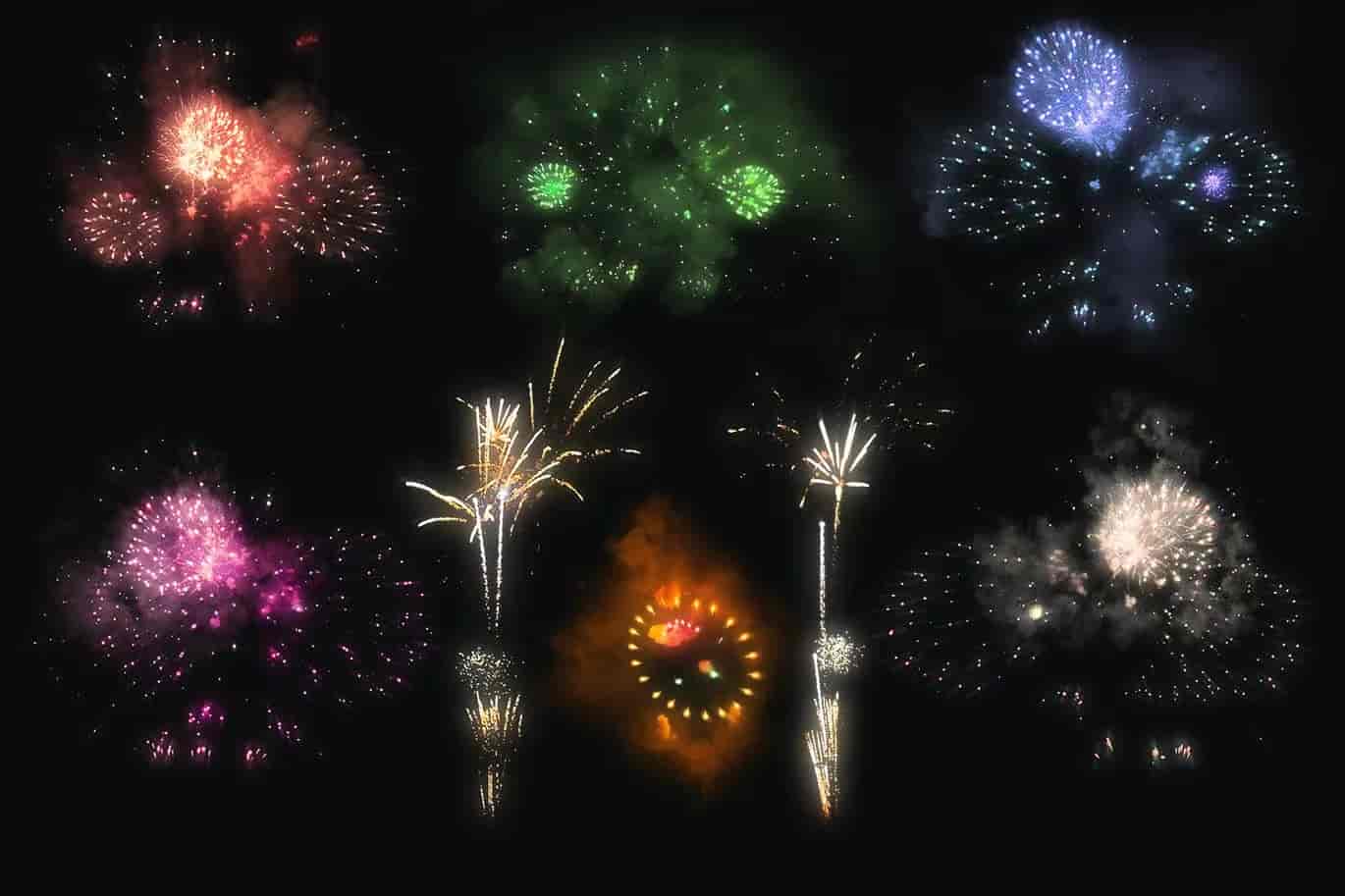 100个时尚高端绚丽的新年圣诞节烟花礼花叠加纹理