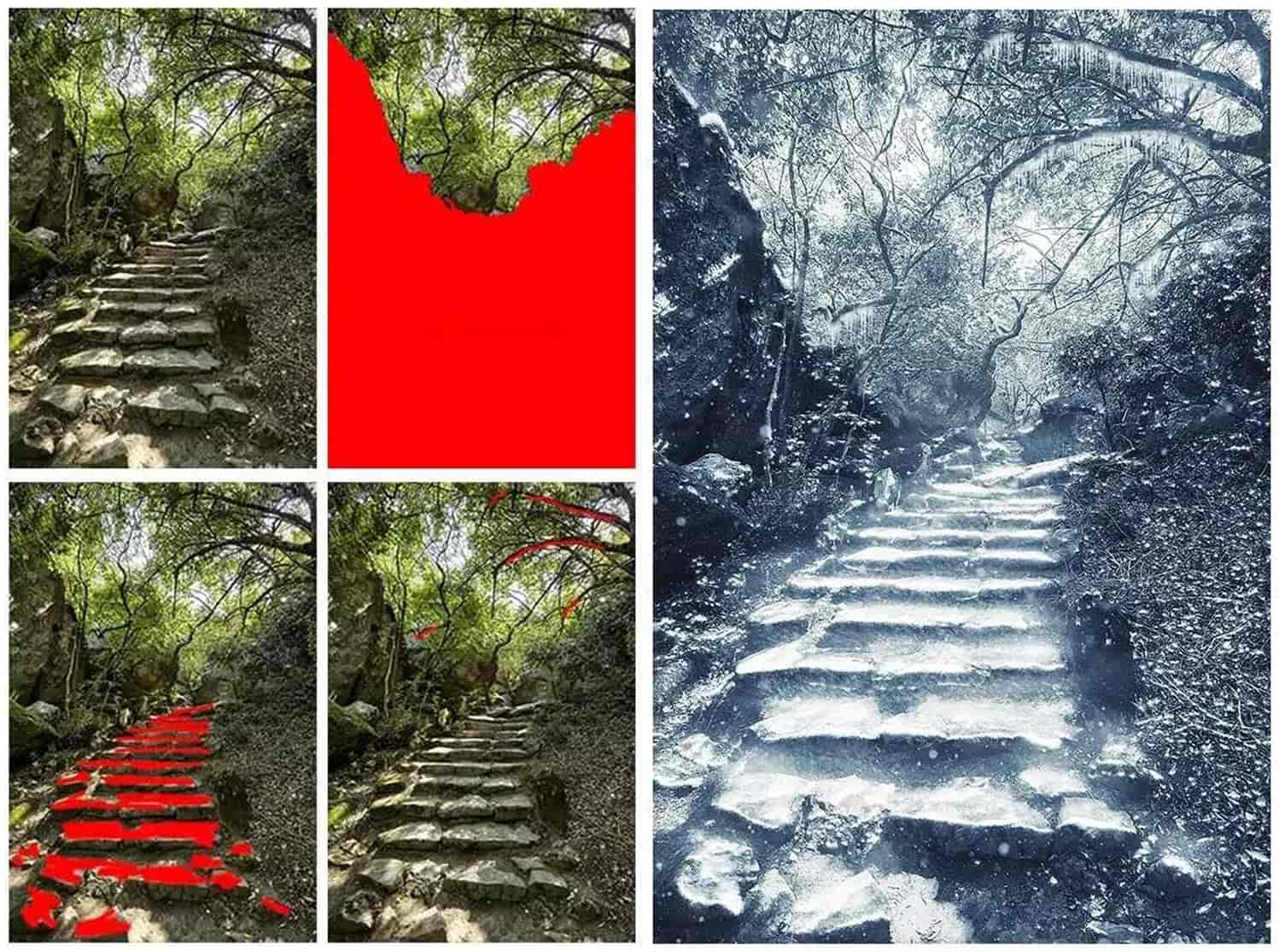 这款PS动作神了,一键变成雪场景。