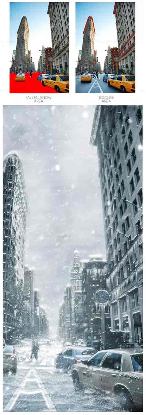 这款PS动作神了,一键变成雪场景。