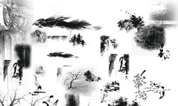 中国传统元素水墨表现psd素材