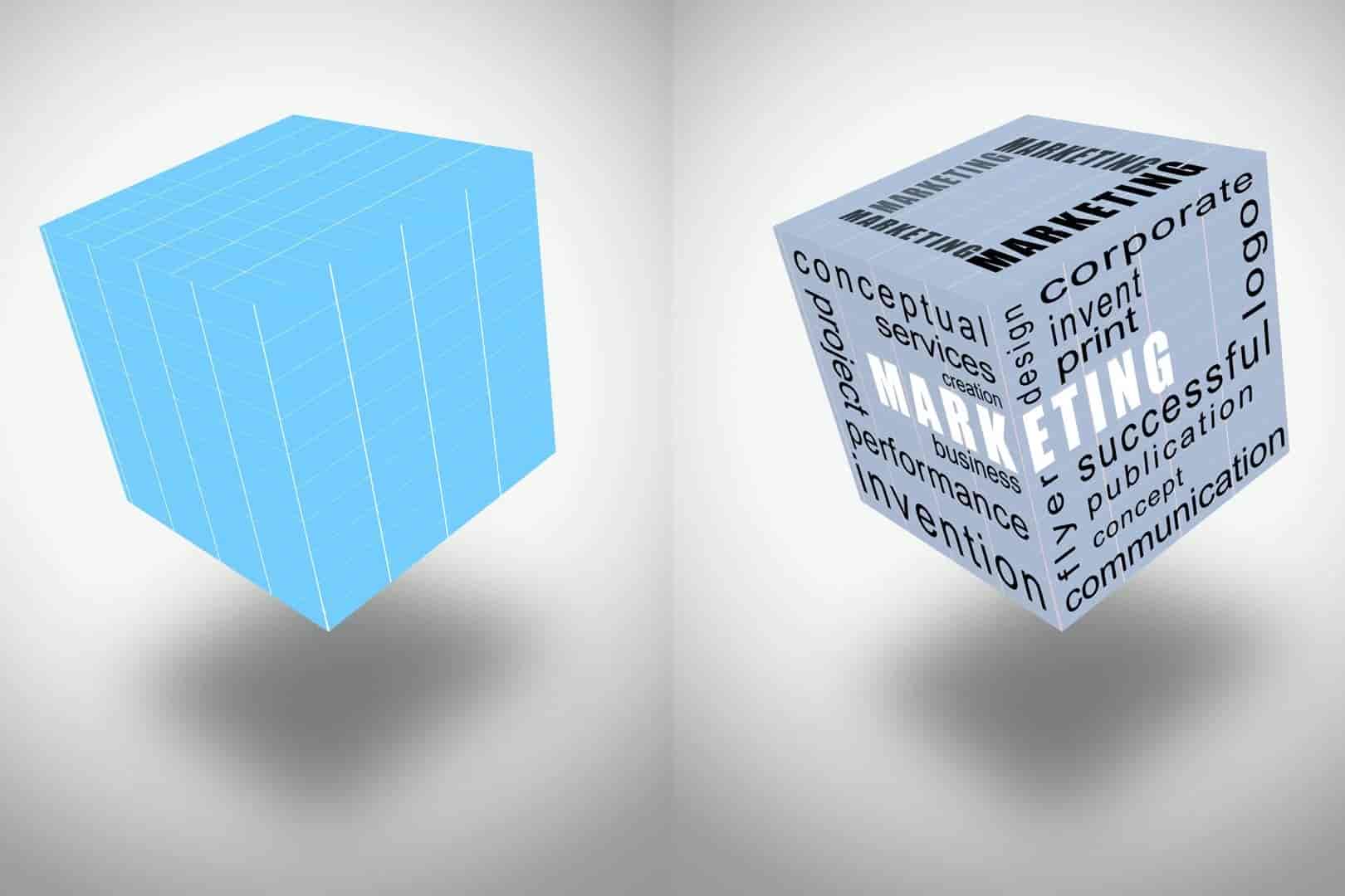 3D立方体文本图片展示效果图样机