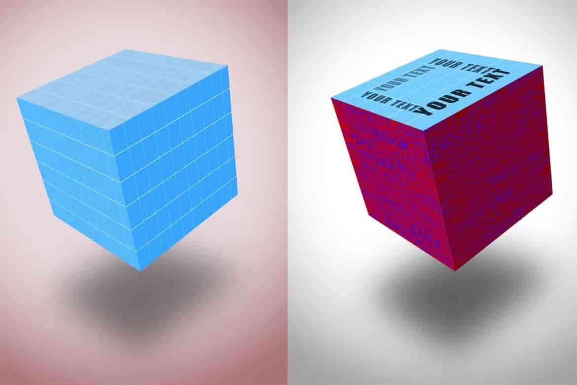3D立方体文本图片展示效果图样机