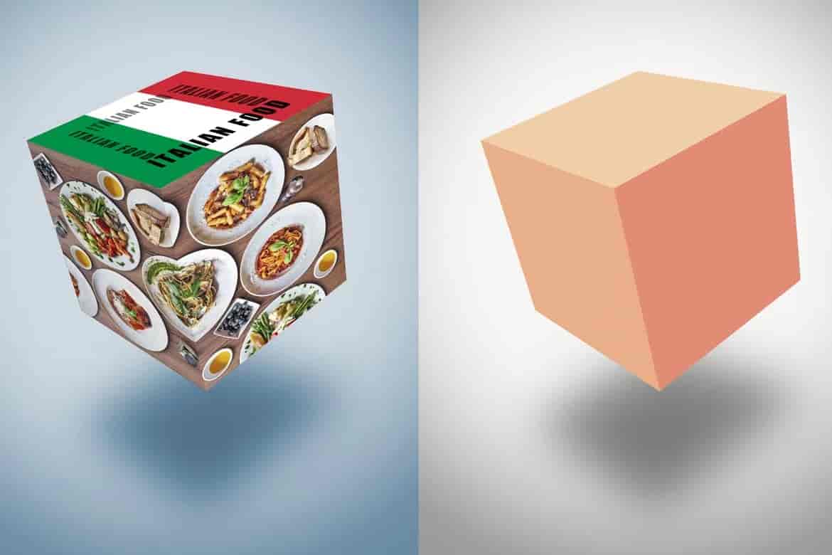3D立方体文本图片展示效果图样机