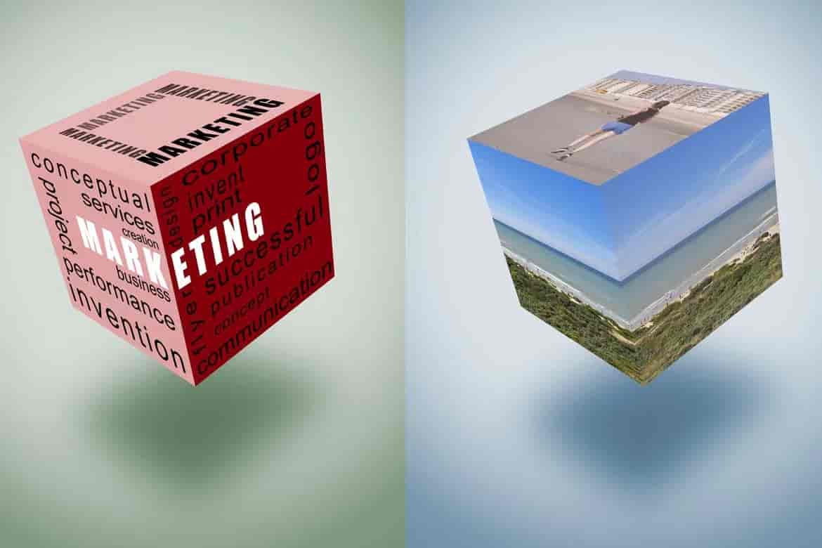 3D立方体文本图片展示效果图样机