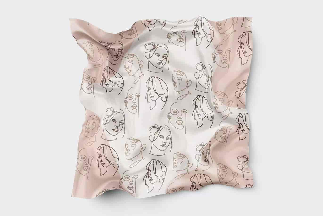 艺术风格女人脸部条线矢量插画集合