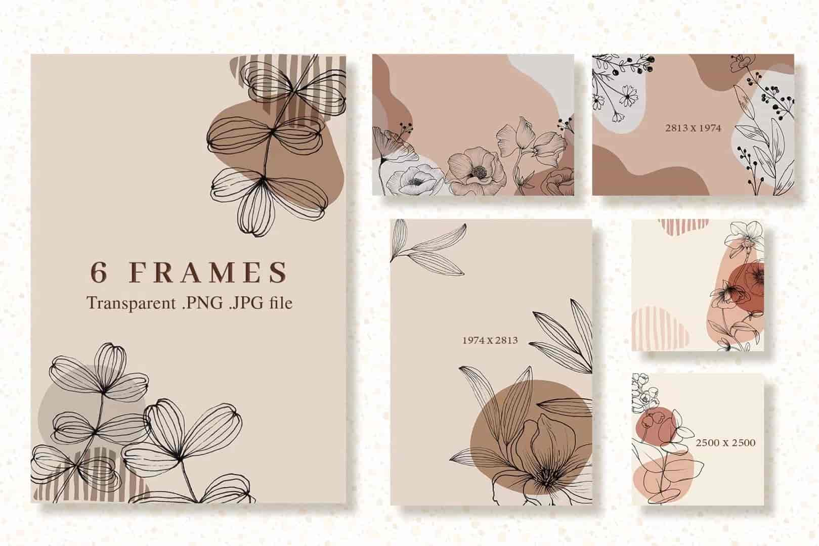 花卉线条艺术独特插画素材