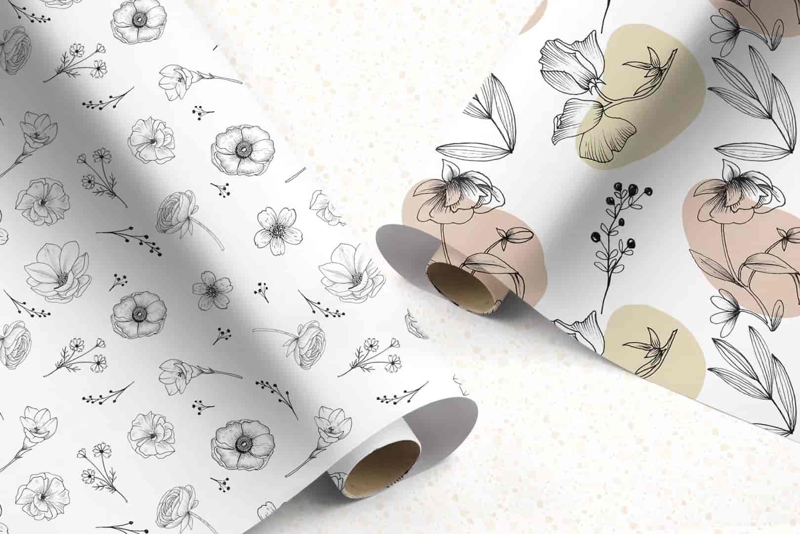 花卉线条艺术独特插画素材