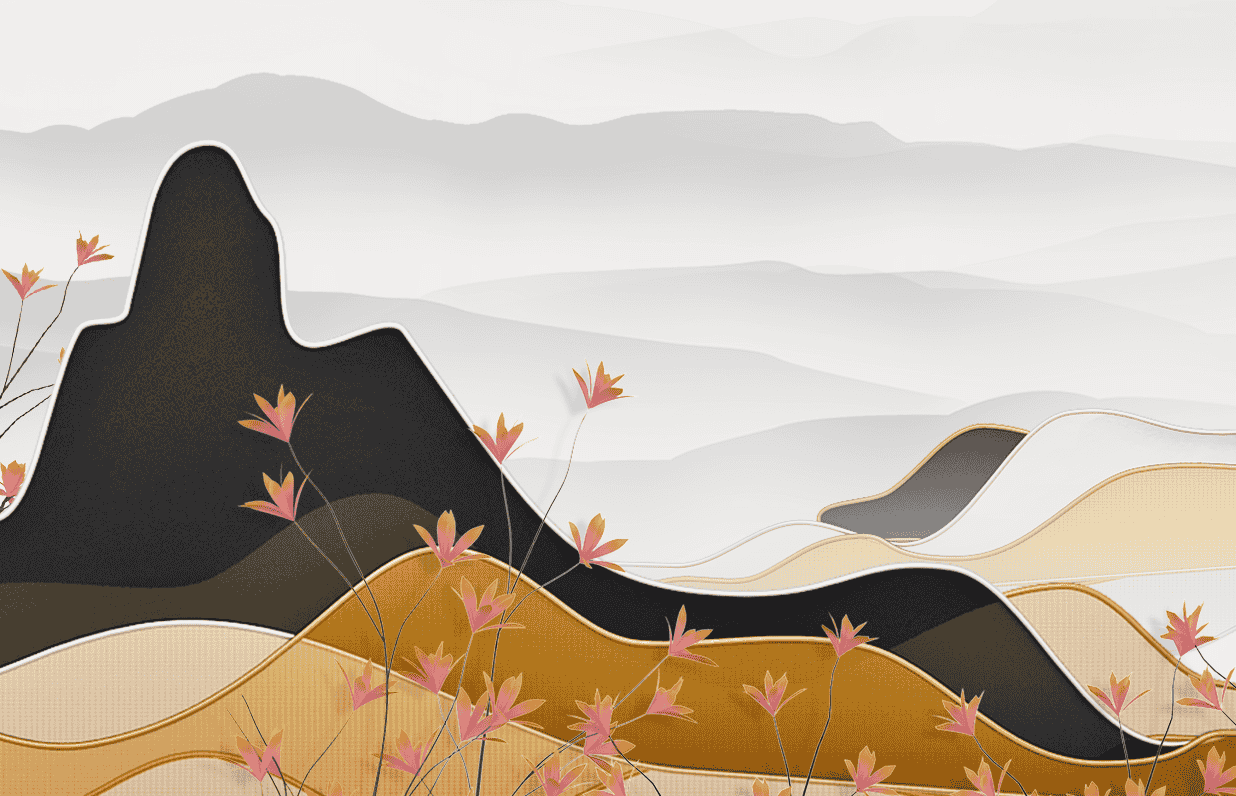 新中式鎏金山水背景19套