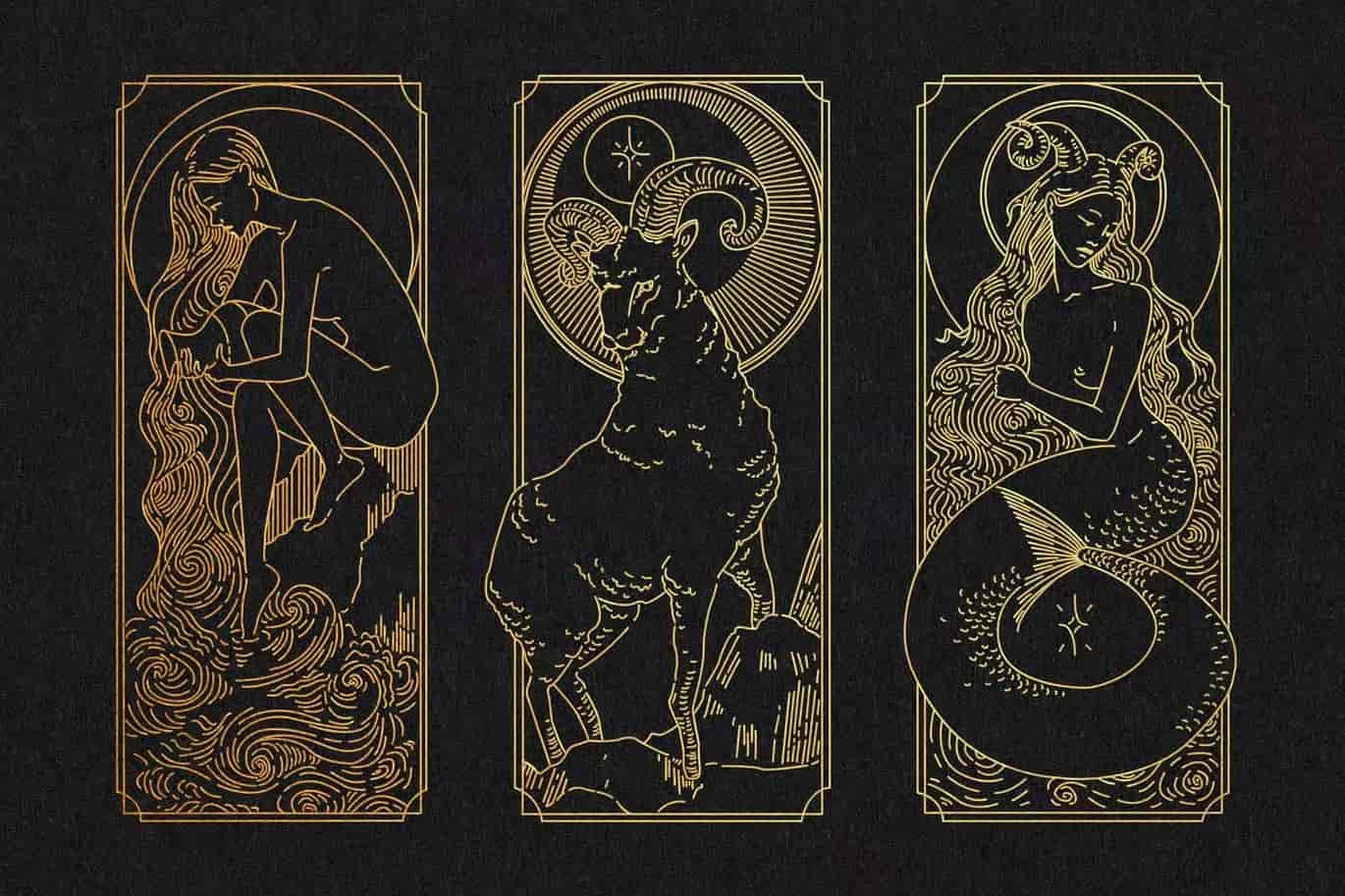 十二星座塔罗牌矢量插画大集合