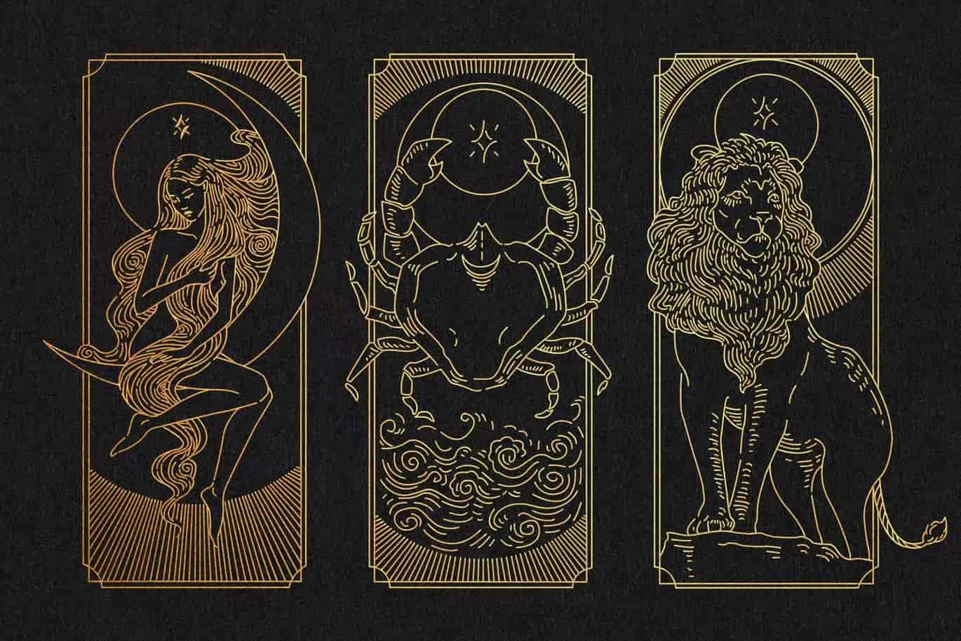 十二星座塔罗牌矢量插画大集合