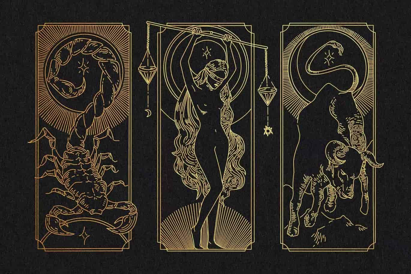 十二星座塔罗牌矢量插画大集合