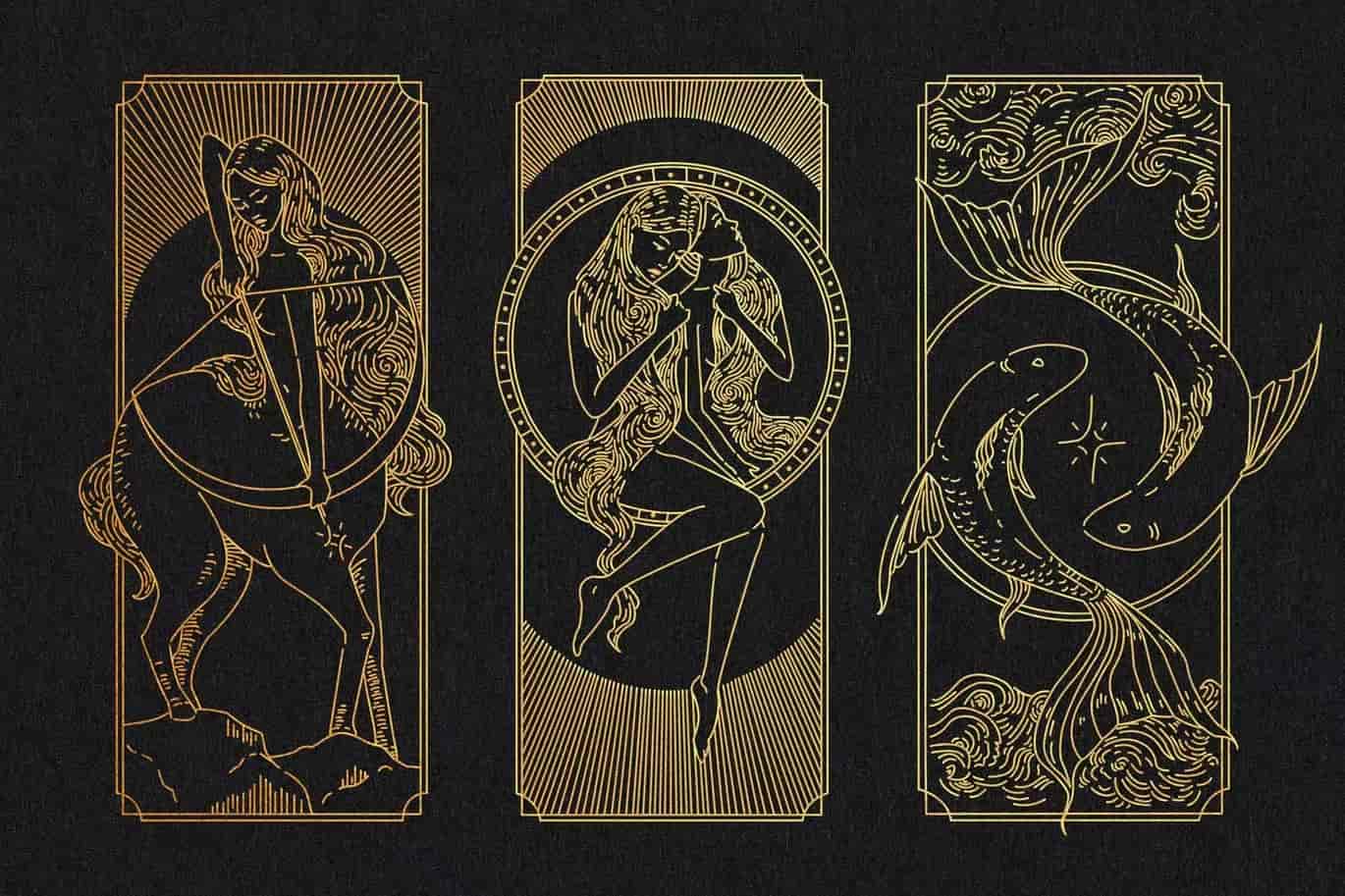 十二星座塔罗牌矢量插画大集合