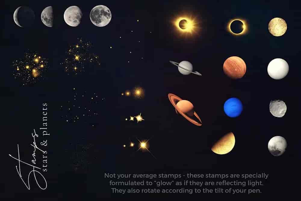 Procreate的银河系元素星空笔刷