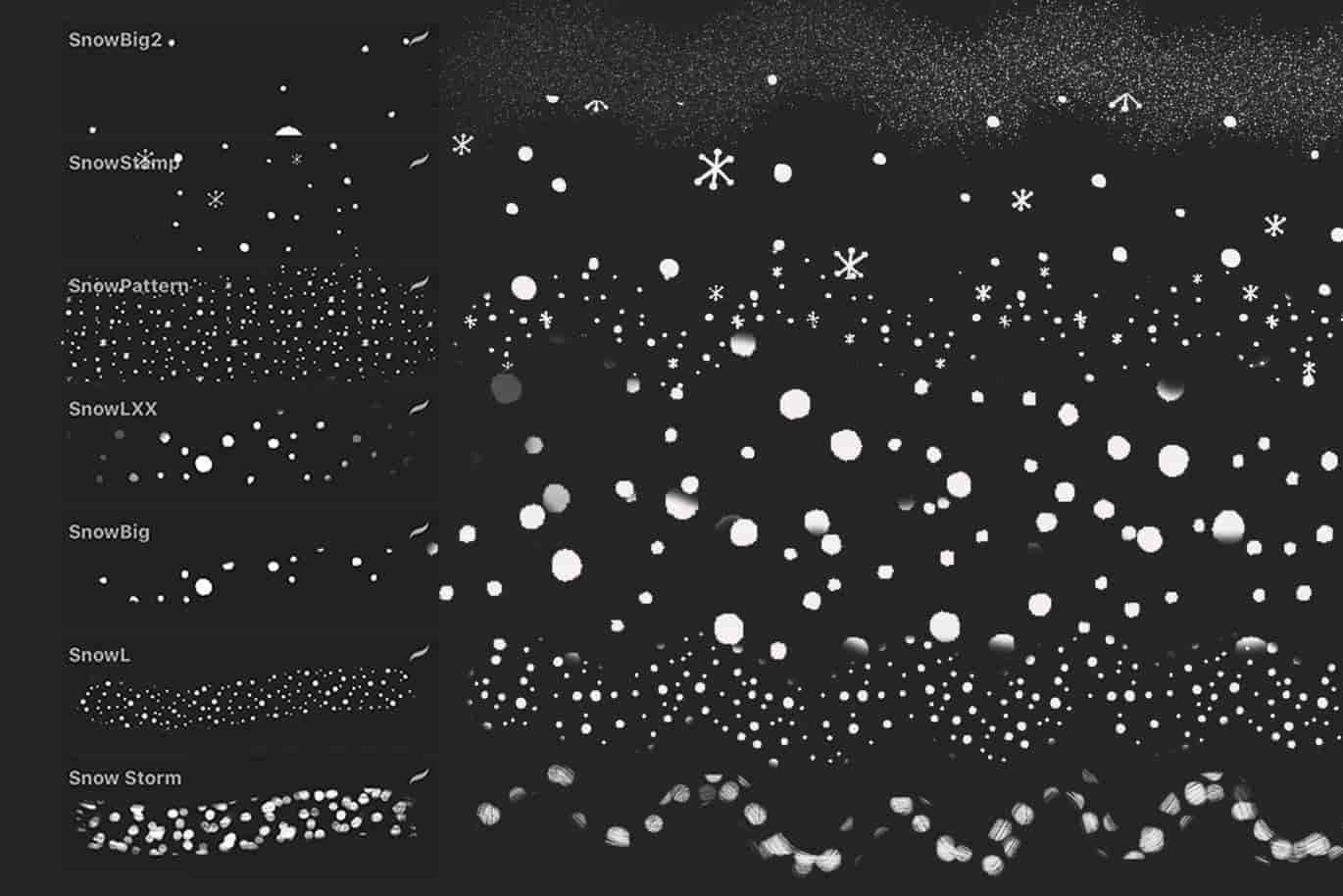 雪景手绘必备利器-Procreate雪花图案笔刷