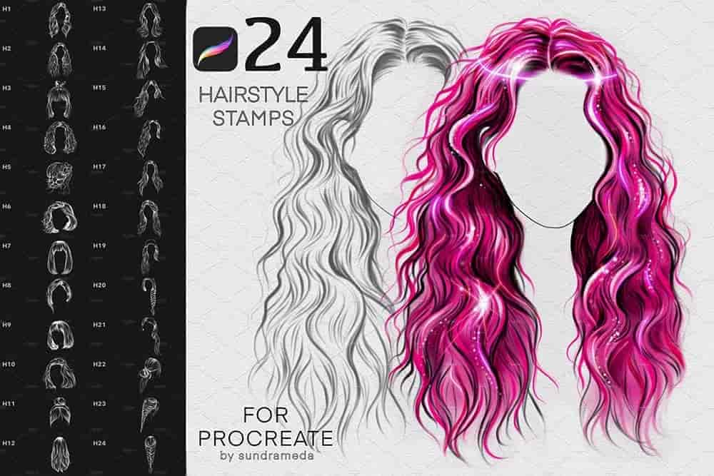 女性发型Procreate印章笔刷
