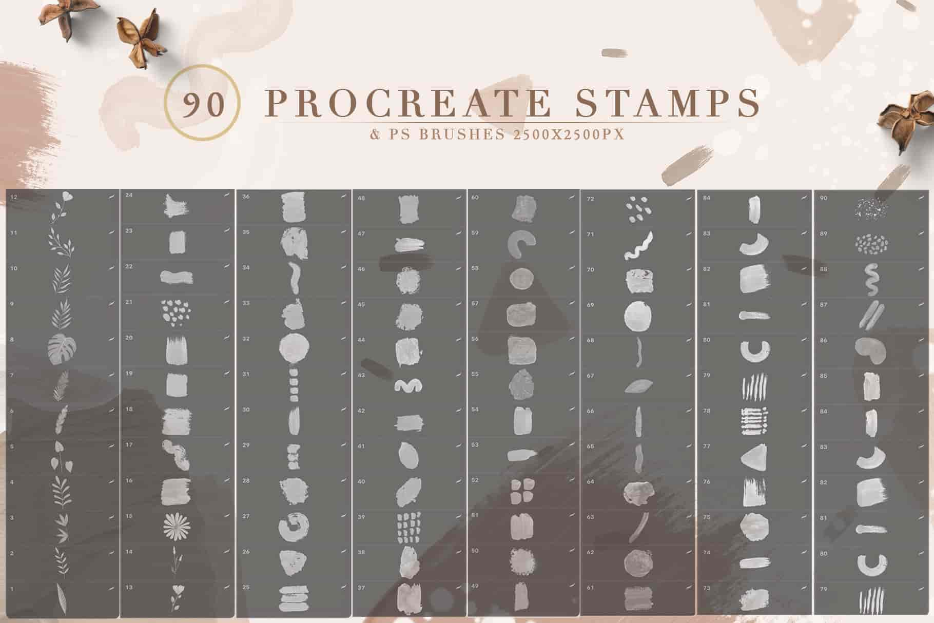 90个PS&Procreate图案画笔笔刷