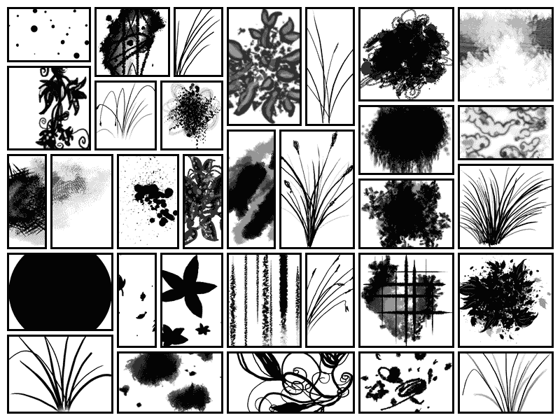 真实笔触花草、滴溅、涂抹笔刷