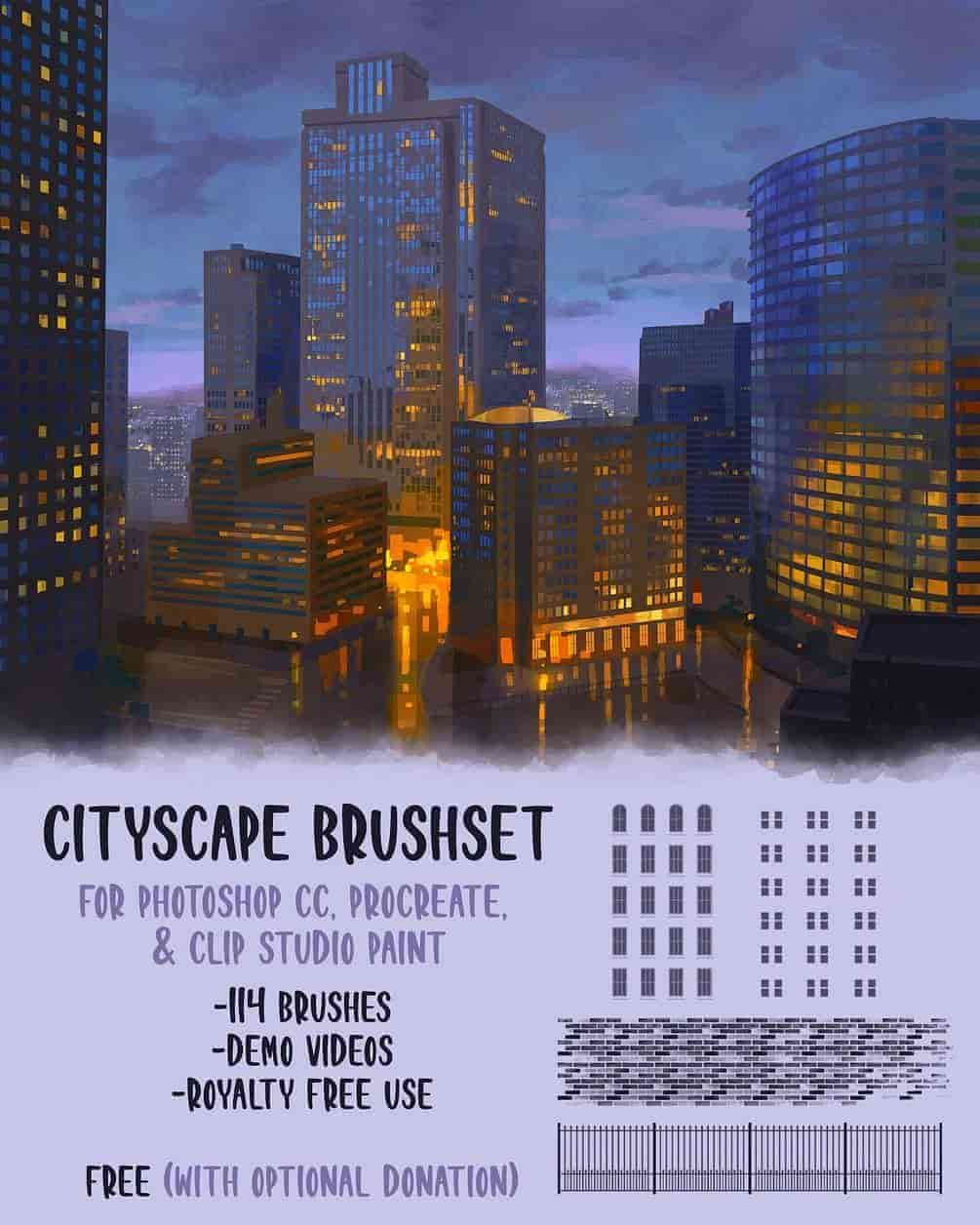 城市专用插画笔刷(含PS笔刷和CSP笔刷文件)