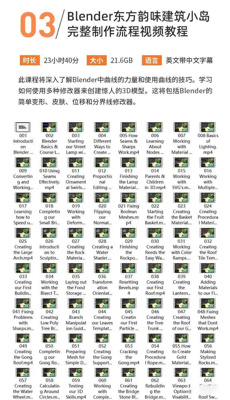 【中文字幕】Blender东方韵味建筑小岛完整制作流程视频教程