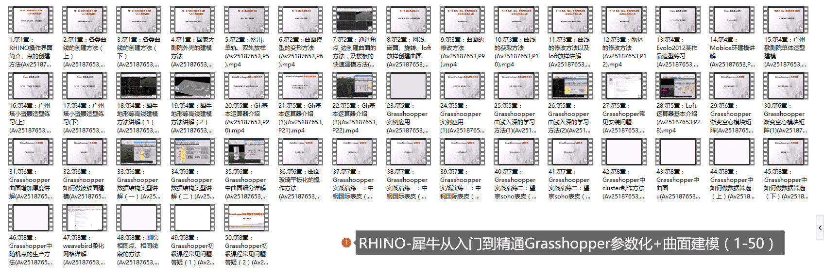 RHINO-犀牛从入门到精通Grasshopper参数化+曲面建模(1-50)
