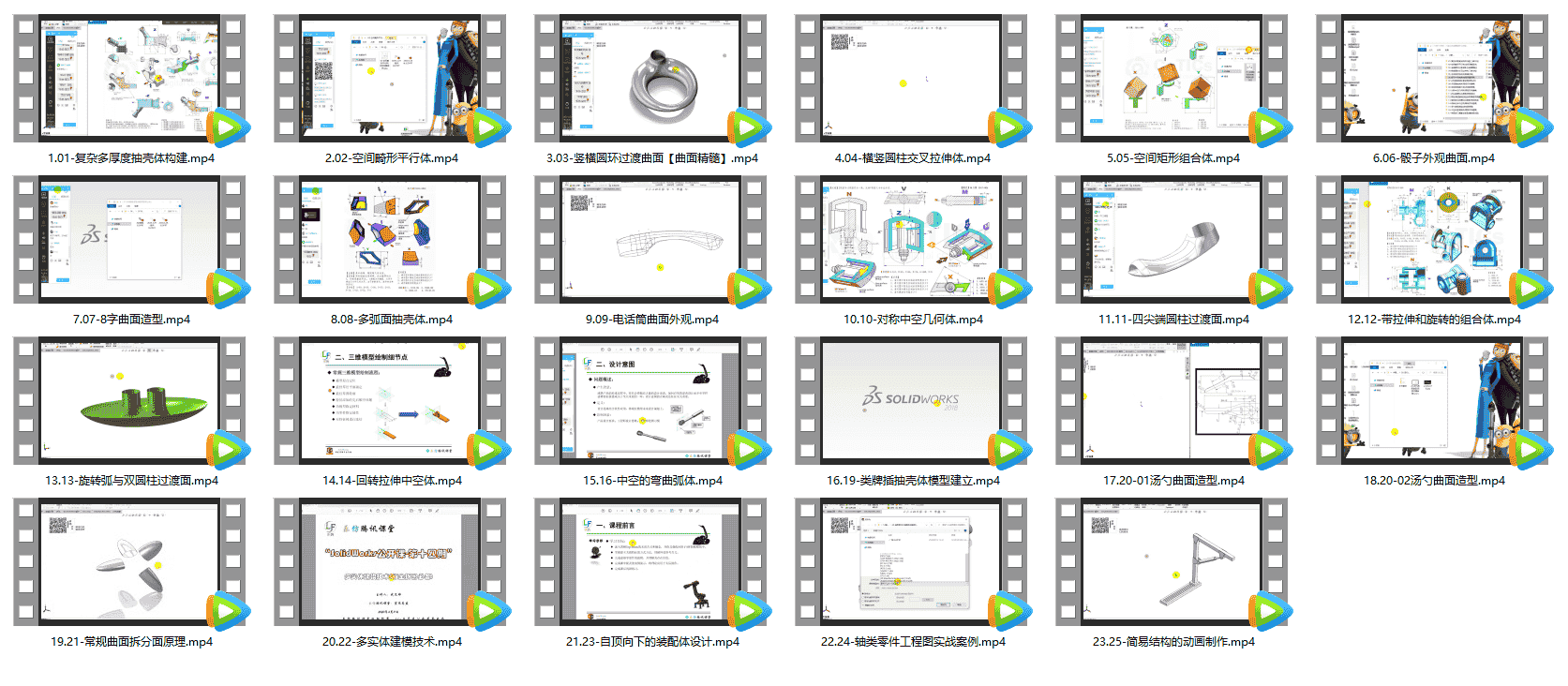 【28GB】Solidworks高级曲面教程系列