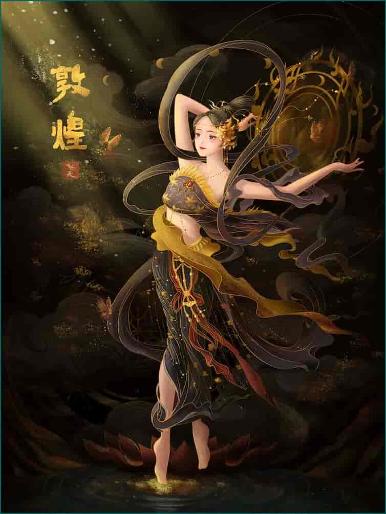 绝美敦煌壁画风格PSD插画