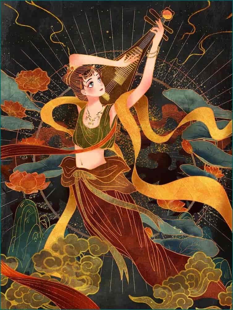 绝美敦煌壁画风格PSD插画