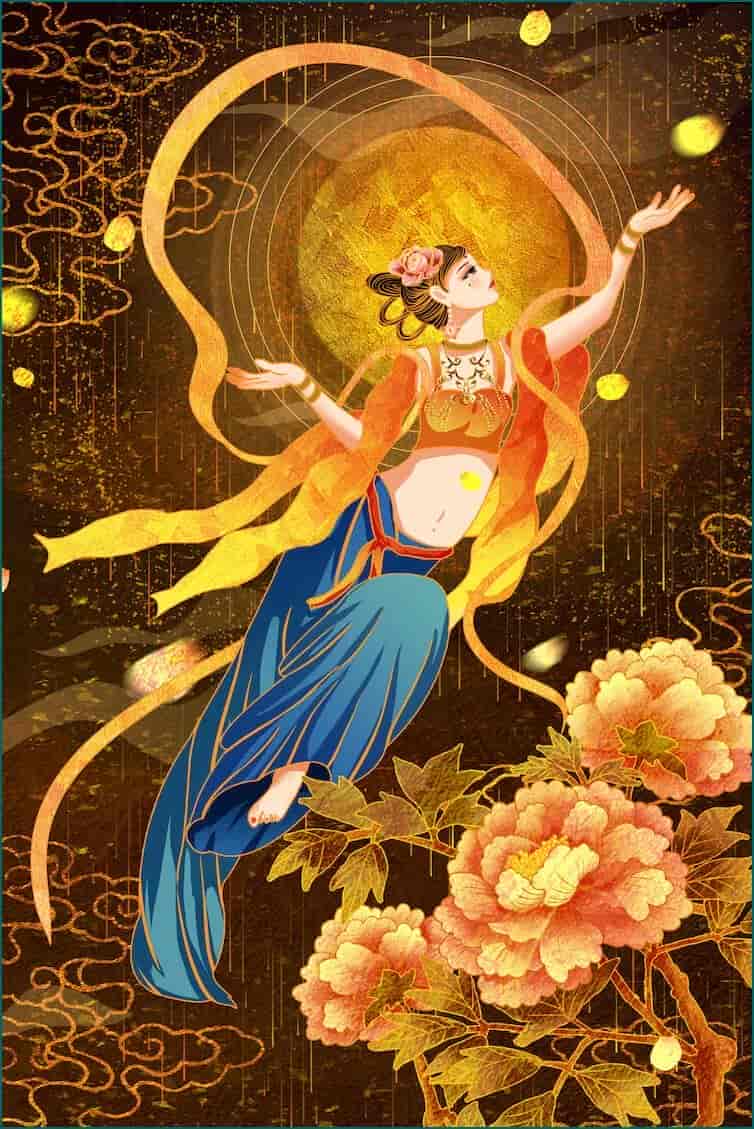 绝美敦煌壁画风格PSD插画
