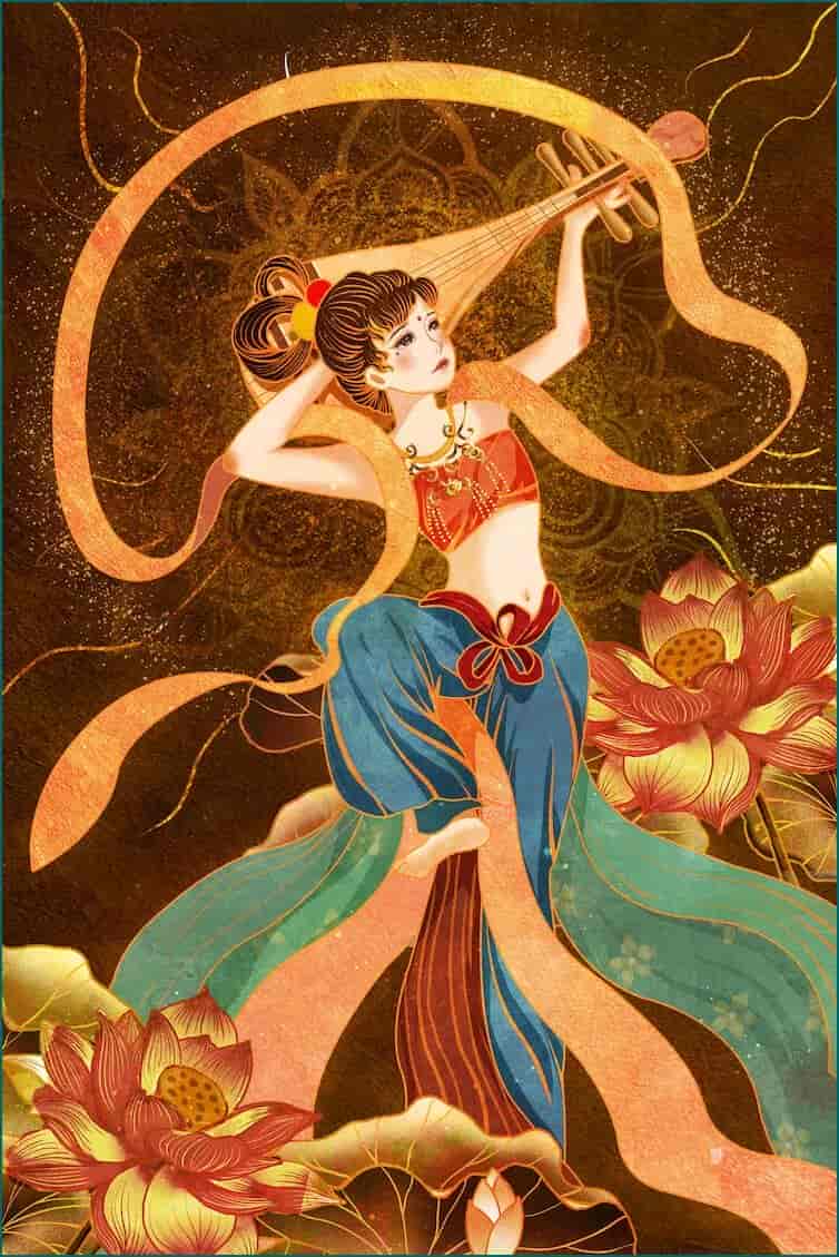 绝美敦煌壁画风格PSD插画