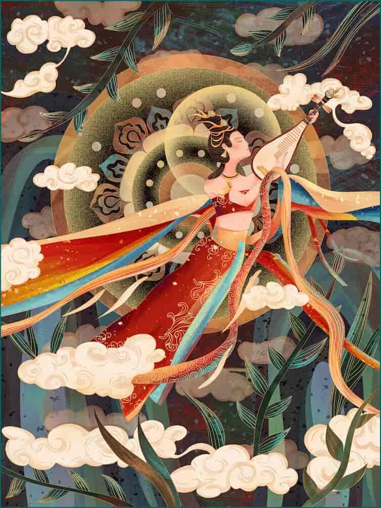 绝美敦煌壁画风格PSD插画