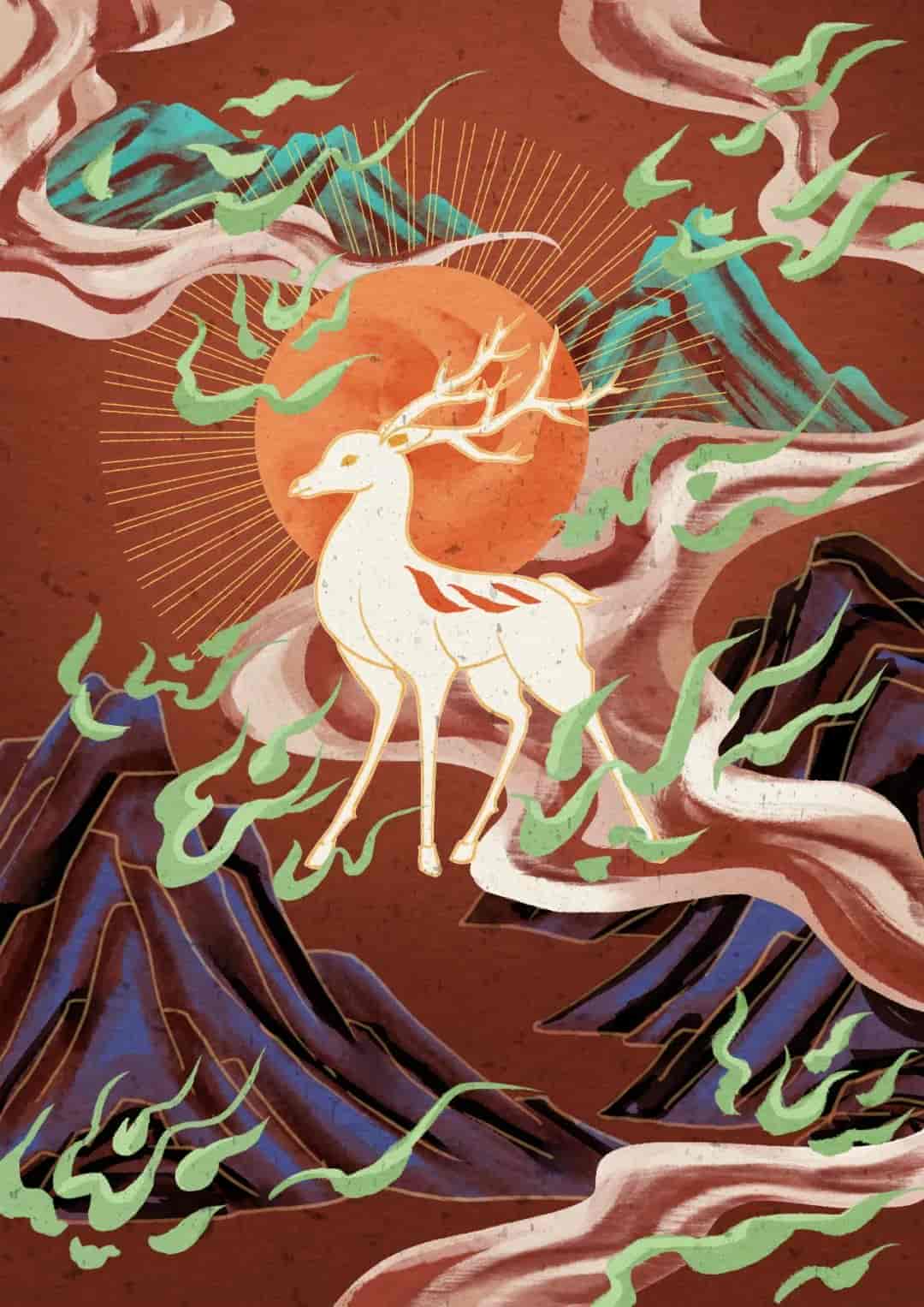 绝美敦煌壁画风格PSD插画