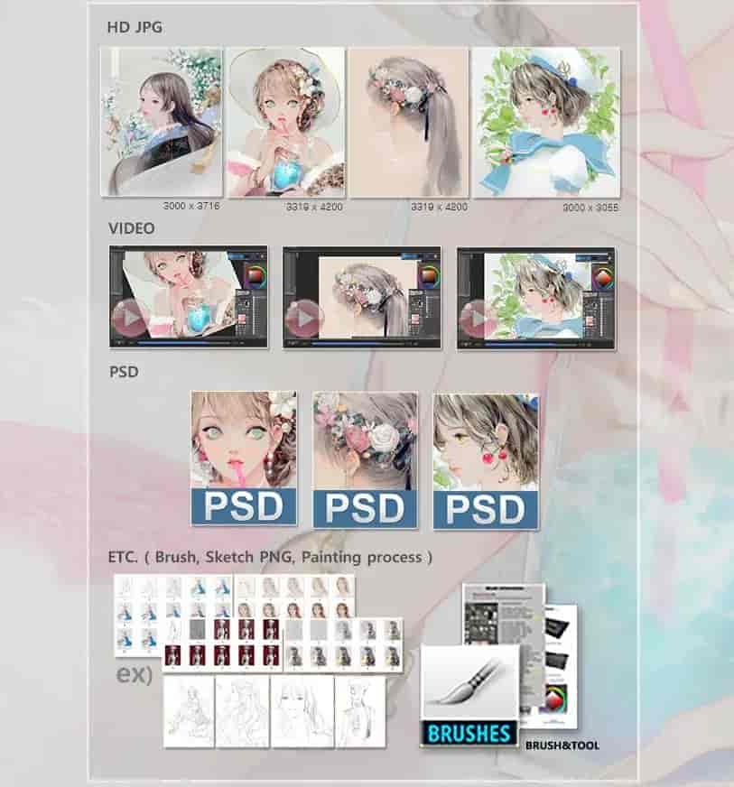 【42GB】DADACHYO教程+PSD图集+笔刷