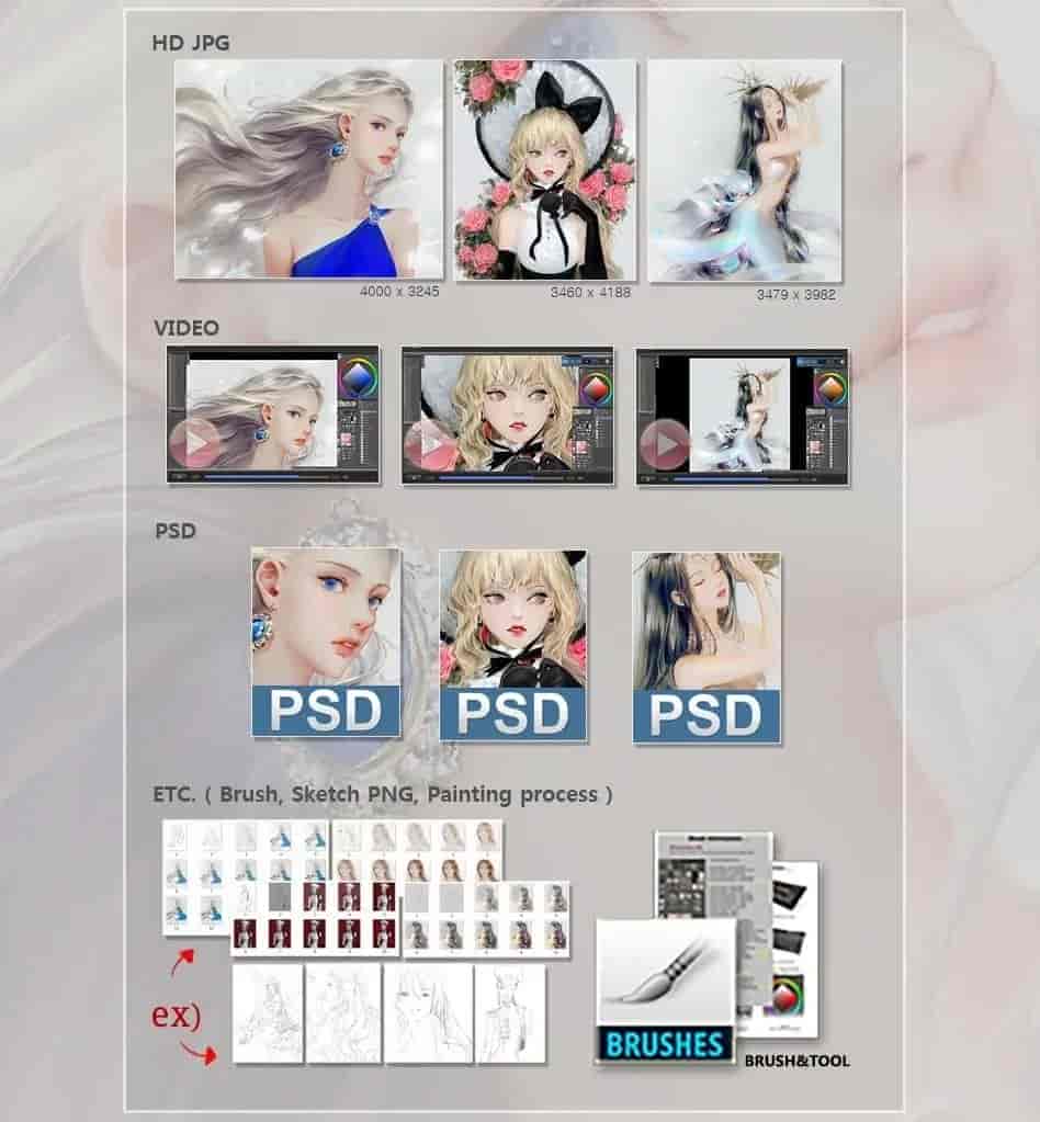 【42GB】DADACHYO教程+PSD图集+笔刷
