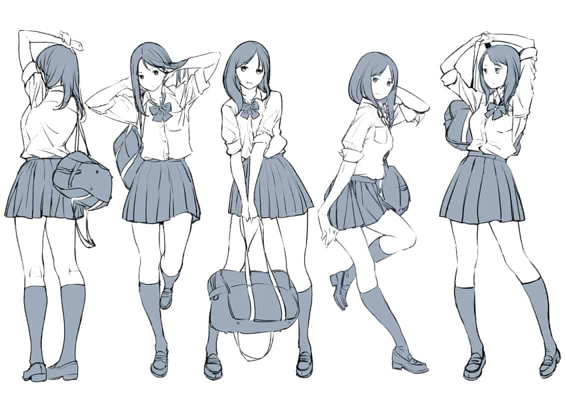 ツインポー女子高中生 动作/姿势 练习套图[04P]