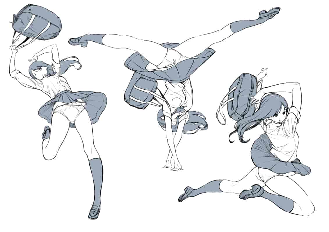 ツインポー女子高中生 动作/姿势 练习套图[04P]