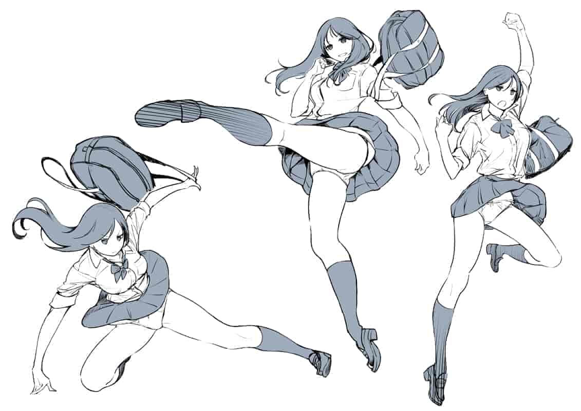 ツインポー女子高中生 动作/姿势 练习套图[04P]