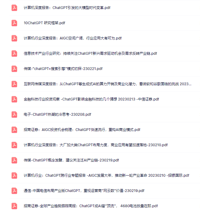 ChatGPT深度研究报告300份