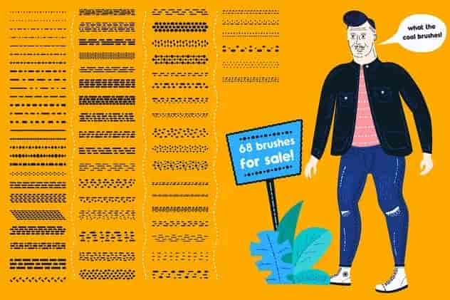 68个无拉伸虚线笔刷