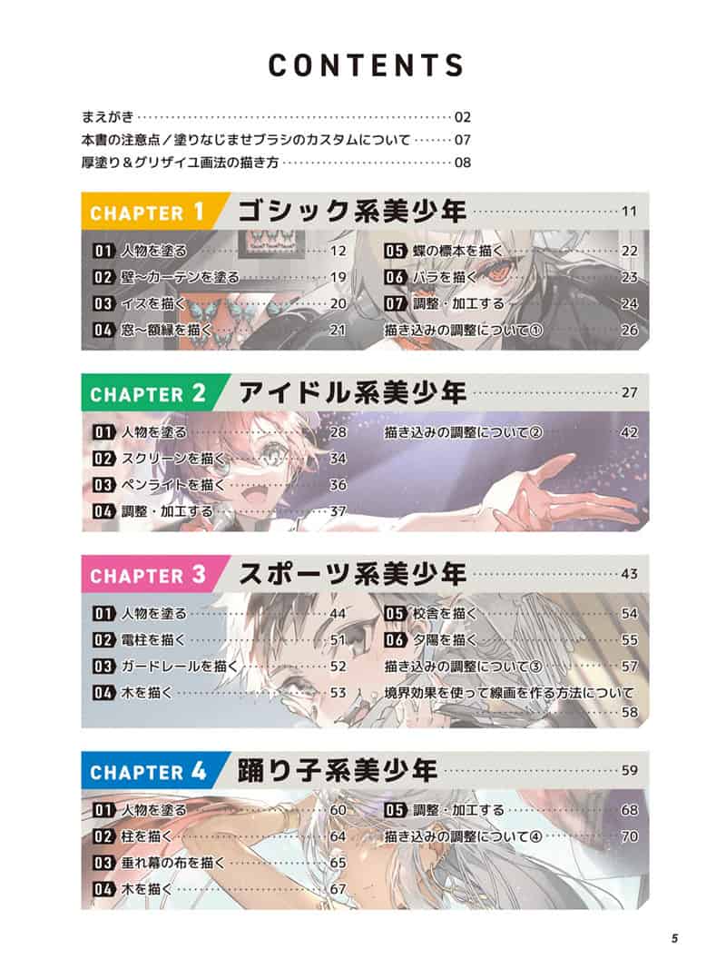 美少年绘画技法-从人物到背景、食物、自然、照明的绘画技巧[164P]